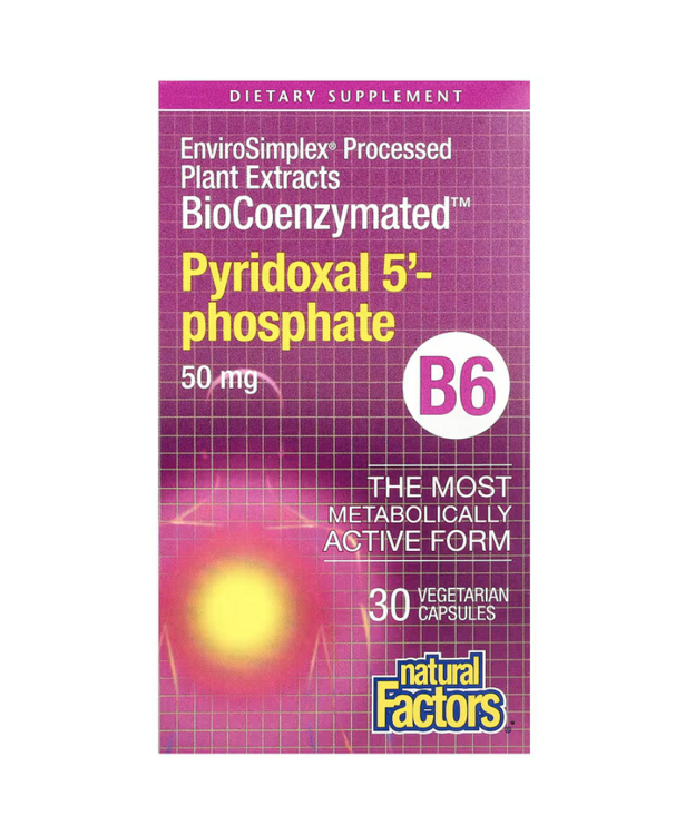 Natural Factors, BioCoenzymated, B6, пиридоксал-5-фосфат, 50 мг, 30 капсул
