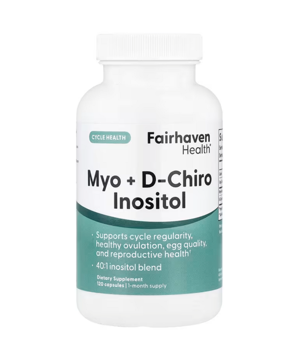 Fairhaven Health, мио-инозитол и D-хиро-инозитол, 120 капсул